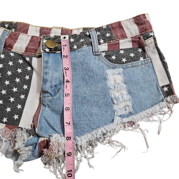 American Flag Micro Cheeky Distressed Shorts - Picture 4 of 7